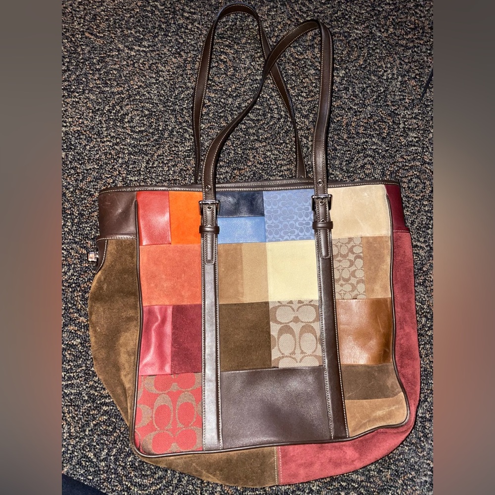 Multi colored coach shoulder bag